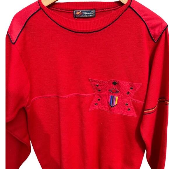 Il Granchio Cose Di Lana Italy Vintage 80s red wool acrylic sweater Size Large - Picture 3 of 6